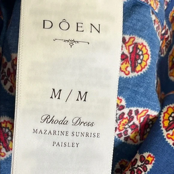 Doen Rhoda Organic Cotton Poplin Sundress Women's M Mazarine Sunrise Paisley - Picture 14 of 16